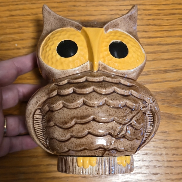 Vintage Ceramic Owl Jar Mid Century MCM Brown Figurine - Picture 15 of 16